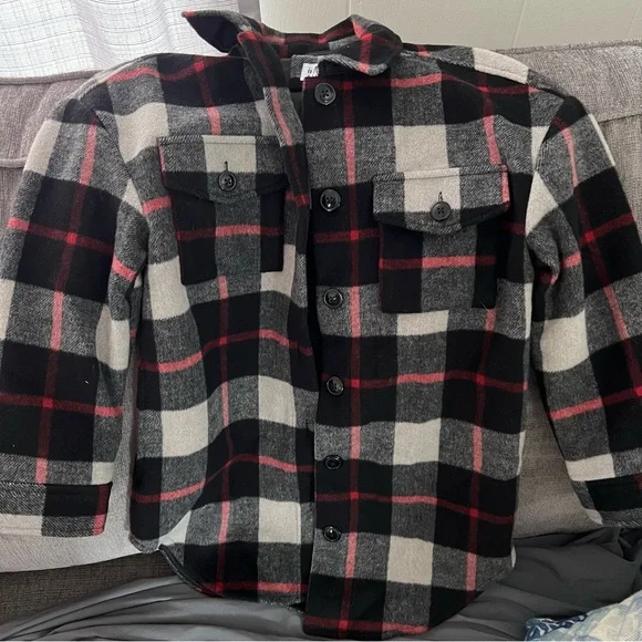 Gap Kids Shirt Jacket Plaid Wool Blend Kids Medium NWT